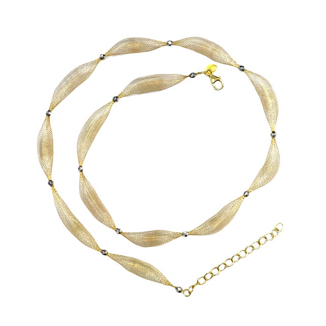 14k Two-Tone Gold Estate Splendori Mesh Necklace For Sale - Image 4 of 5