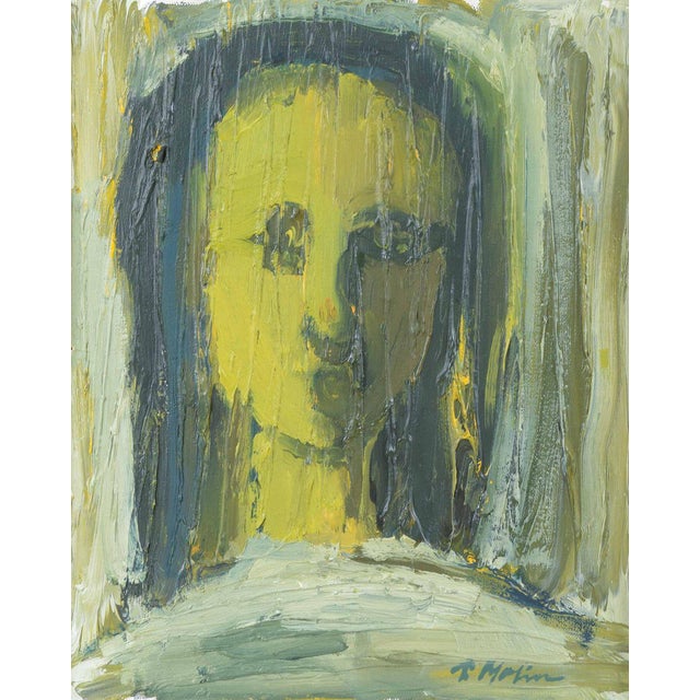 Swedish Artist, Expressive Female Portrait, Oil on Canvas, Mid-20th Century For Sale