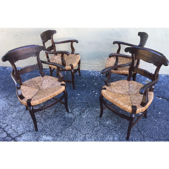 Wood 19th Set of Four Anglo, Armchairs with Wide Cane Seats For Sale - Image 7 of 18