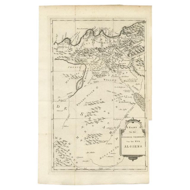 Antique map titled 'Kaart van het Zuidelyk Gedeelte van het Ryk Algiers'. Old map of the southern region of the Kingdom of...