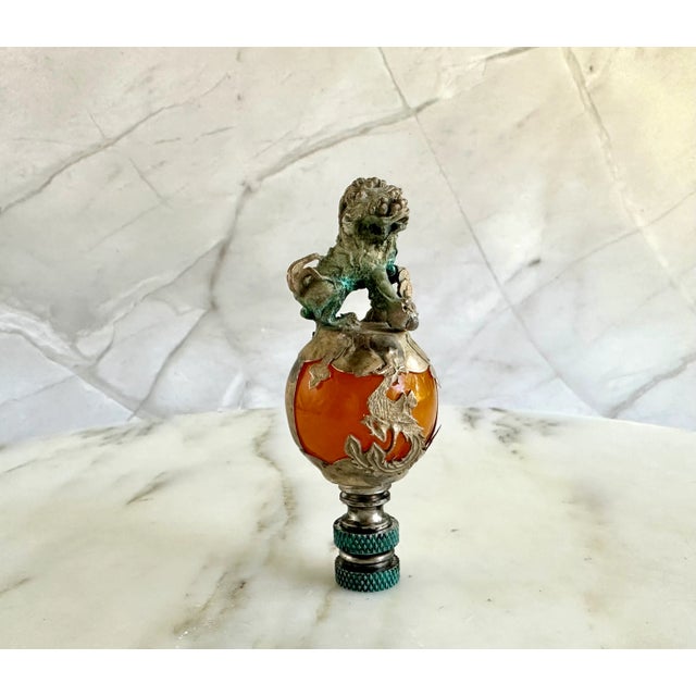 Chinese Foo Dog Lamp Finials - a Pair For Sale - Image 4 of 7