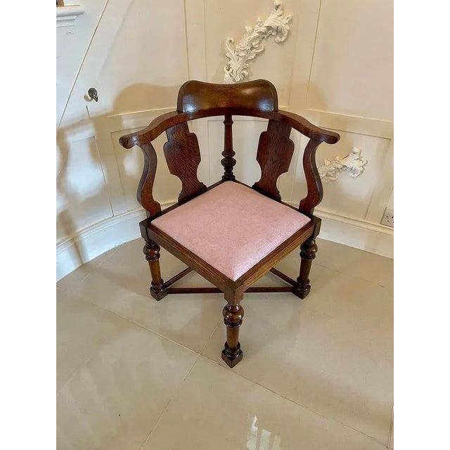 Antique Victorian Oak Corner Chair For Sale - Image 4 of 14