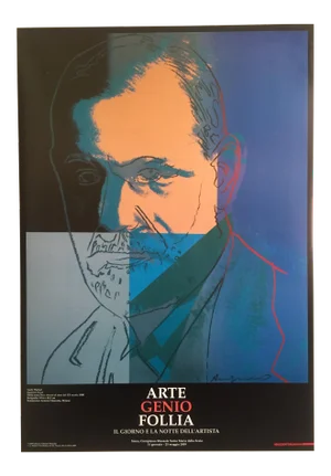Andy Warhol Foundation Lithograph Print Collector's Italian Exhibition Poster " Sigmund Freud Jewish Icons " 1980