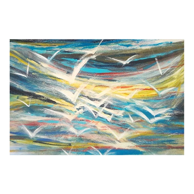 Flight of Seagulls - Acrylic on Plywood by M. Goeyens - 2018 2018 For Sale