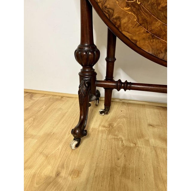 Antique Victorian Burr Walnut Inlaid Sutherland Table, 1880s For Sale - Image 10 of 15