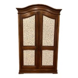 Late 20th Century Hickory White Cherry French Country Armoire With Hand-Painted Doors. For Sale