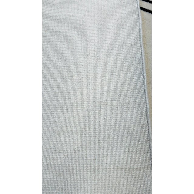 Ivory Modern Black & White Hand Made Wool Rug For Sale - Image 8 of 8