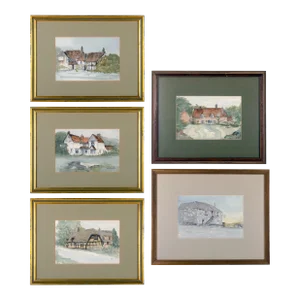 Thomas Taylor Ireland - British Pubs Watercolor Paintings - Set of 5