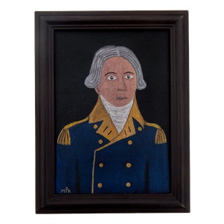 Matt Rix, Naive Style Admiral Portrait, Oil on Board For Sale