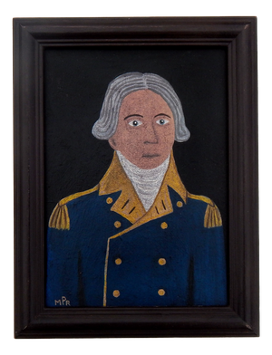 Matt Rix, Naive Style Admiral Portrait, Oil on Board