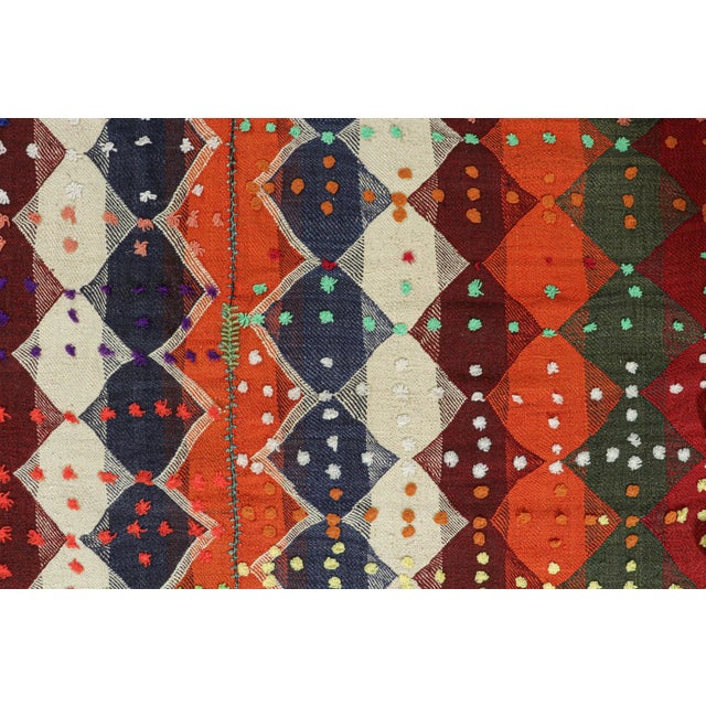 1950s Vintage Persian Kilim With Multicolor Stripes and Diamonds by Rug & Kilim For Sale In New York - Image 6 of 8