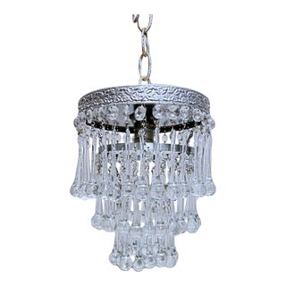 Vintage Crystal Upside Down Waterfall Chandelier With Ornate Silver-Tone Rim For Sale