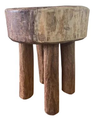 African Vintage Carved Wood Milk Stool Hehe Gogo People Tanzania 12" H