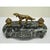 Antique French Empire Style Figural Bronze & Marble Hunting Dog Desk Double Inkwell. Circa Early 20th Century....