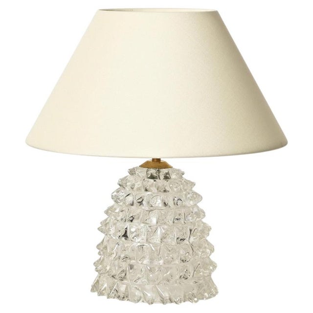 Large Murano Rostrato Glass and Brass Table Lamp from Barovier, Italy, 1940s For Sale - Image 14 of 14