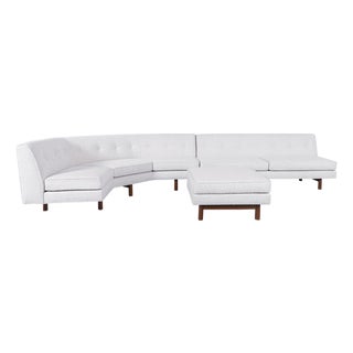 Mid-Century Walnut Sectional Sofa W/ Ottoman by Edward Wormley for Dunbar For Sale