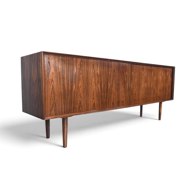 Mid 20th Century Danish Modern Low Brazilian Rosewood Credenza For Sale - Image 10 of 11