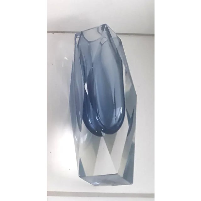 Facetted Blue Muranoglas Vase, 1950s, in Flawless conditions. Designed 1950 to 1959