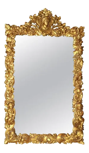 17th Century Mirror with Carved Oak Frame in 19th Century Gold Leaf