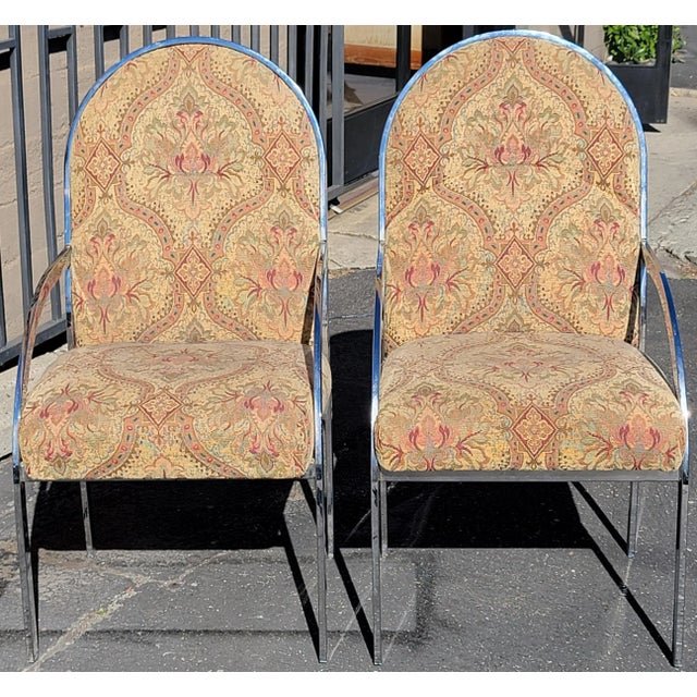 Mid-Century Modern 1980s Chrome Chairs, Set of 10 in the Manner of Pierre Cardin For Sale - Image 3 of 10