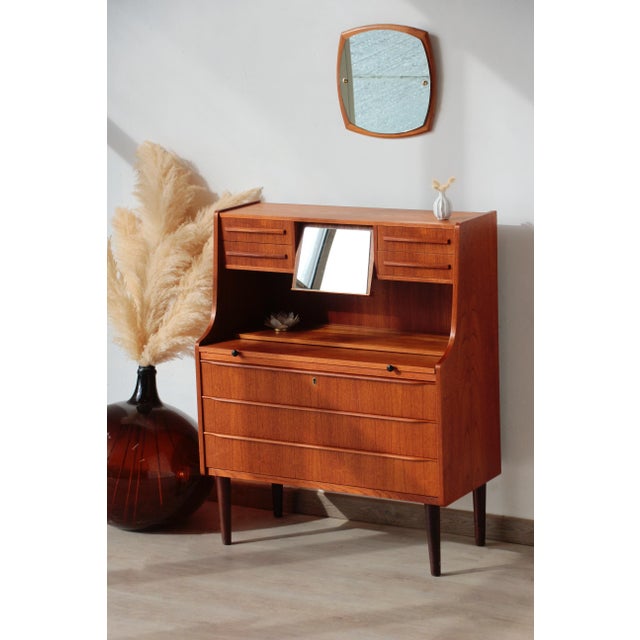 Mid-Century Modern Vintage Swedish Teak Secretaire, 1960s For Sale - Image 3 of 18