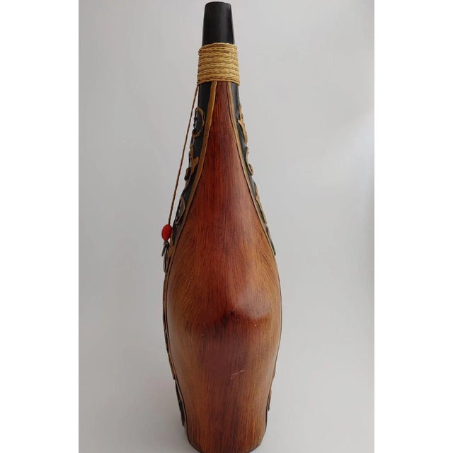 Wood Vintage Handcrafted Wooden Marquetry Wine Bottle For Sale - Image 7 of 12