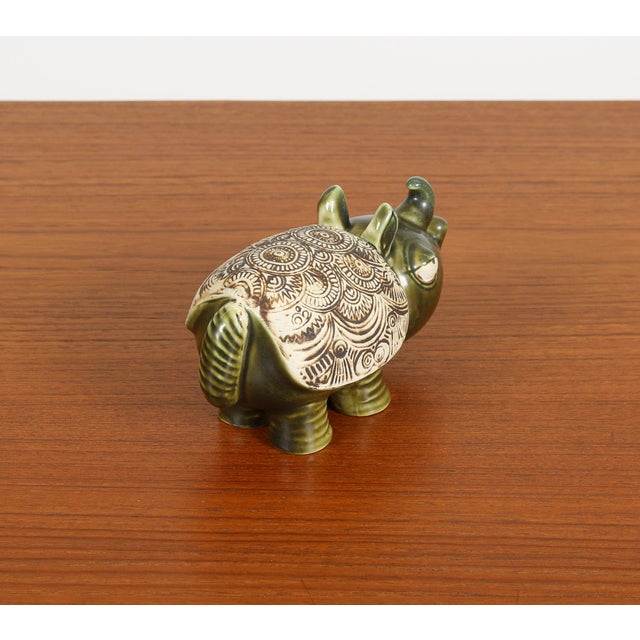 Lisa Larson 1970s Rhinoceros by Lisa Larson for Gustavsberg Sweden For Sale - Image 4 of 12