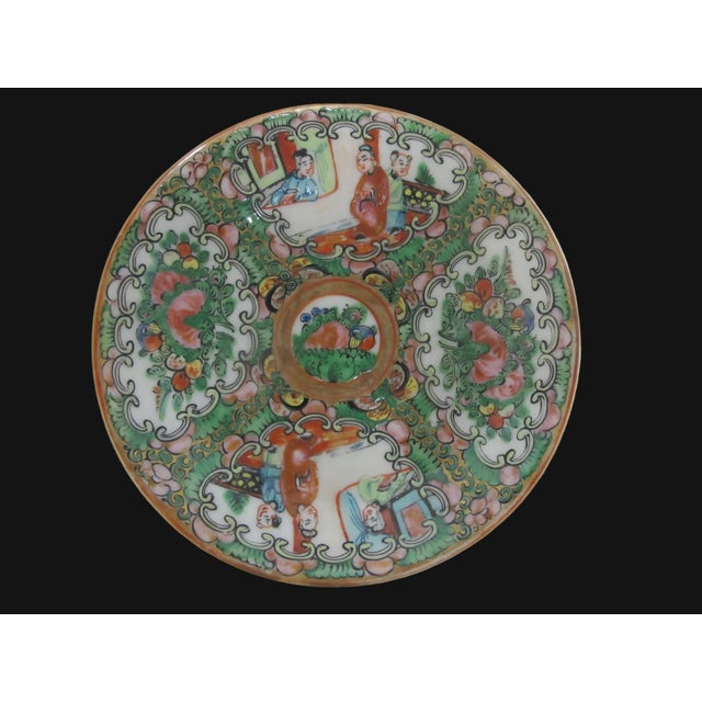 Chinese Export Famille Rose Medallion Porcelain Tea Cup & Saucer Set of 4 For Sale - Image 14 of 18