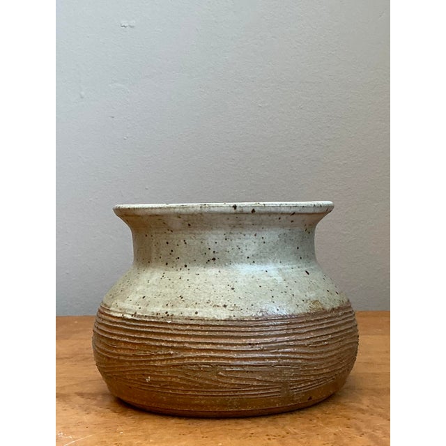 Vintage Original Studio Pottery Scored Vase For Sale In West Palm - Image 6 of 12