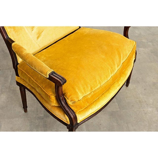 French 19th Century Oak & Velvet Louis XVI Style Marquise For Sale In Baton Rouge - Image 6 of 11