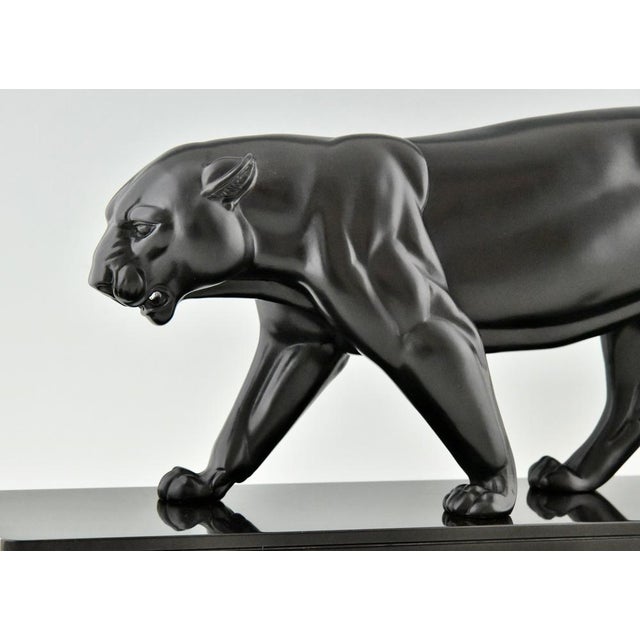 Irenée Rochard, Art Deco Panther Sculpture, Black Patinated Metal, 1930s For Sale - Image 12 of 13