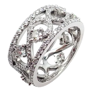Tiffany & Co. Platinum Diamond Enchant Scroll Wide Band Ring Size 6