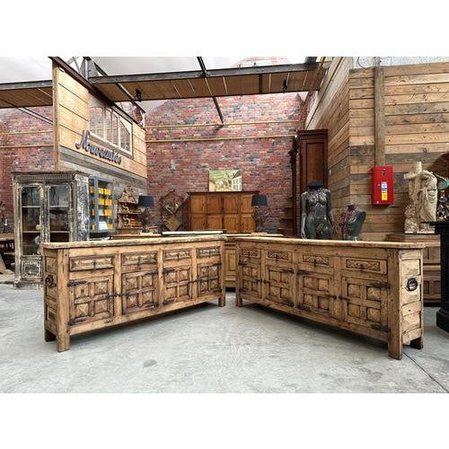 These sideboards have been fully restored. They have a beautiful patina. They feature steel handles on both sides. Their...