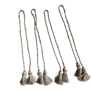 Varigated Neutral Chair Ties With Tassels- Set of 4