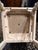 Vintage Cane and Wood Vanity Chair With Custom Blue Leather Tufted Cushion For Sale - Image 15 of 15