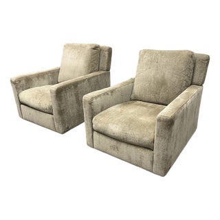 Natuzzi Editions Inside C245 Fabric Swivel Chairs, Pair For Sale