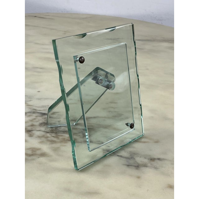Mid-Century Nile Green Chiselled Murano Glass Photo Frame in the style of Pietro Chiesa for Fontana Arte, 1960s For Sale - Image 7 of 9