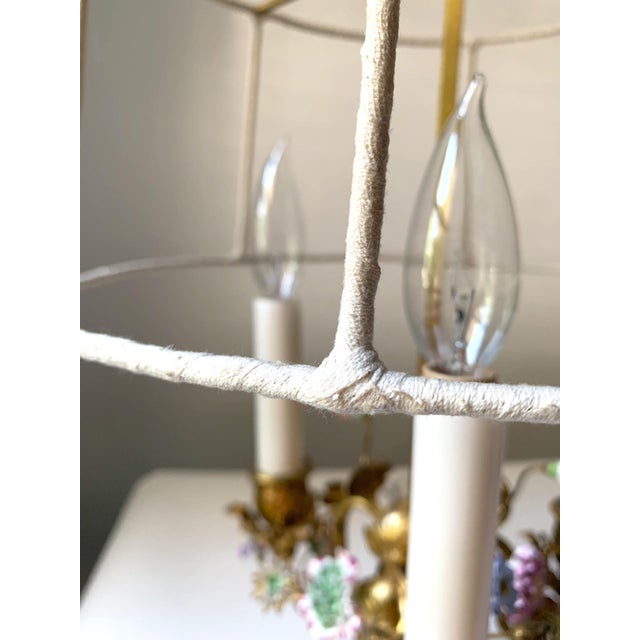 French Bronze Bouillotte Lamp With Porcelain Flowers and Deconstructed ...