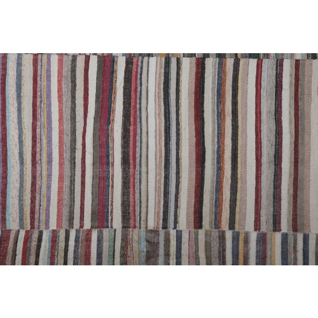 1960s 1960s Vintage Striped Turkish Flat-Weave Kilim Rag 13'1'' X 13'2'' For Sale - Image 5 of 13