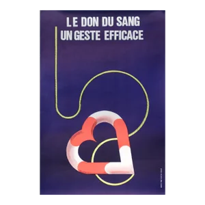 1990's Vintage French Blood Donation Poster "Le Don Du Sang, Un Geste Efficace