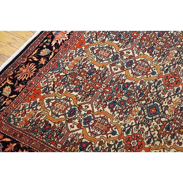 Fine Beautiful Ivory Background Color With Sarouk Farahan Style Antique Persian Rug For Sale - Image 4 of 6