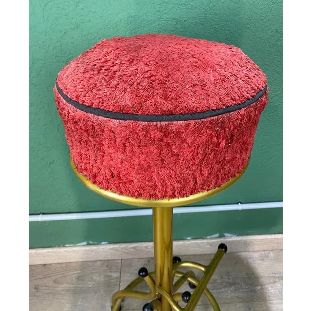 1970s Vintage Gold & Red Bar Stool For Sale - Image 5 of 9