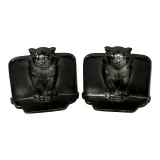 Mid 20th Century Gothic Medieval Cat Cast Iron Bookends-a Pair For Sale