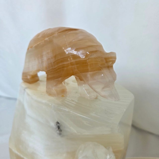 Mid-Century Modern Mid 20th Century Mid-Century Modern Mexican Onyx Polar Bear Iceberg Sculpture Lamp For Sale - Image 3 of 8