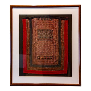 Large Vintage Hmong Embroidered Framed Fabric For Sale