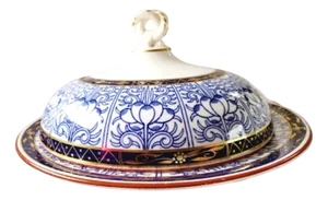 Antique Blue Lily Series Butter Dish from Royal Worcester, 1881