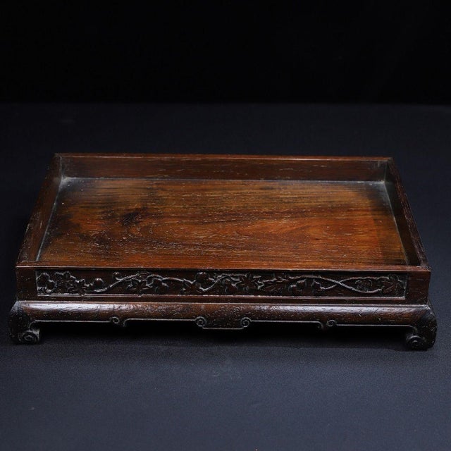 Chinese Huali Rosewood Carved Tea Tray / Display Stand For Sale - Image 9 of 9