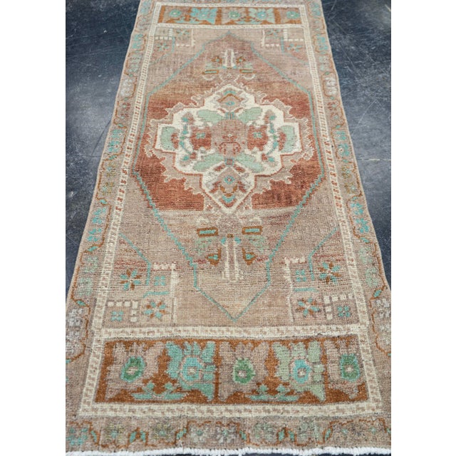 Early 21st Century Turkish Mini Rug Oriental Hand Knotted Vintage Rug 1'9" x 4' #16875 For Sale - Image 5 of 8