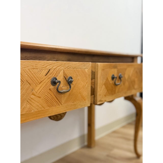 Mid 20th Century Handmade Inlaid Solid Pine Organic Modern Designer Console Table For Sale - Image 11 of 17