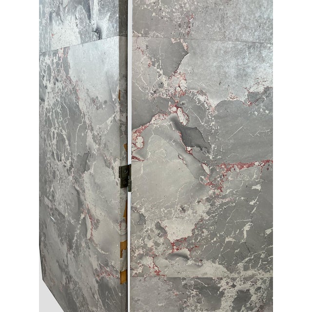 Zuber Tri-Fold 3 Part Mural Screen Gray Tones Pink Purple Green Figures For Sale - Image 12 of 12